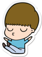 sticker of a cartoon calm boy png