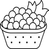 Fruit Basket line art illustration for the coloring book. Fruits coloring page vector