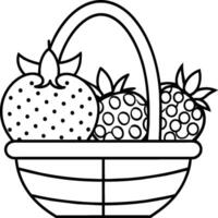 Fruta cesta línea Arte ilustración para el colorante libro. frutas colorante página vector