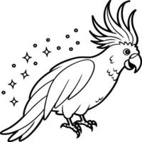 Cockatoo coloring pages. Bird outline for coloring book. vector