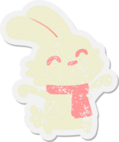 rabbit with scarf yawning grunge sticker png