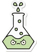 sticker of a cute cartoon science beaker png