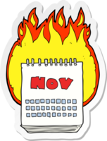 sticker of a cartoon calendar showing month of november png