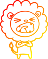 caloroso gradiente linha desenhando do uma desenho animado leão png