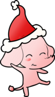 cute hand drawn gradient cartoon of a elephant dancing wearing santa hat png