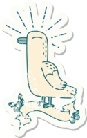 worn old sticker of a tattoo style seagull bird png