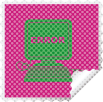 computer error   illustration square peeling sticker png