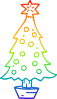 rainbow gradient line drawing of a cartoon christmas tree png