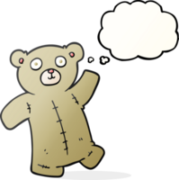 mano dibujado pensamiento burbuja dibujos animados osito de peluche oso png