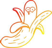 warm Gradient Linie Zeichnung von ein Karikatur Banane mit Gesicht png