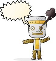 cartone animato divertente oro robot con discorso bolla png