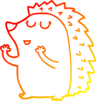 warm gradient line drawing of a cartoon hedgehog png