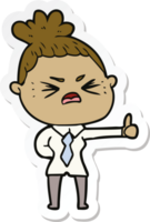 sticker of a cartoon angry woman png