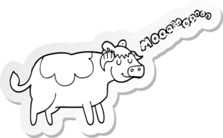 distressed sticker of a cartoon cow png