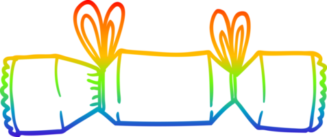 rainbow gradient line drawing of a cartoon christmas cracker png