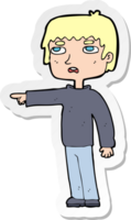 sticker of a cartoon boy pointing png