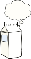 dessin animé Lait carton avec pensée bulle png