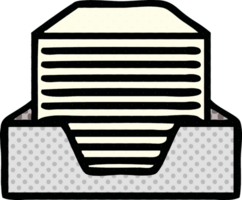 comic book style cartoon of a stack of office papers png