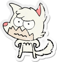 distressed sticker of a cartoon annoyed fox png