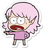 sticker of a cartoon shocked elf girl png