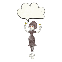 hand speech bubble textured cartoon vampire girl flying png