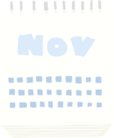 flat color illustration of calendar showing month of november png