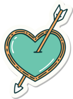 sticker of tattoo in traditional style of an arrow and heart png