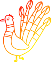 warm gradient line drawing of a cartoon peacock png