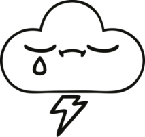 línea dibujo dibujos animados de un trueno nube png