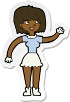 sticker of a cartoon girl waving png