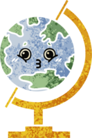 retro ilustração estilo desenho animado do uma globo do a mundo png