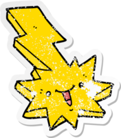 distressed sticker of a cartoon lightning strike png