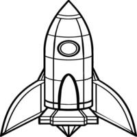 Space rocket in the sky with stars and clouds illustration. Rocket coloring pages. vector