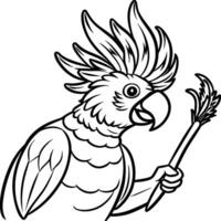 Cockatoo coloring pages. Bird outline for coloring book. vector