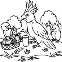 Cockatoo coloring pages. Bird outline for coloring book. vector