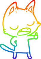 arco iris degradado línea dibujo de un hablando gato dibujos animados png