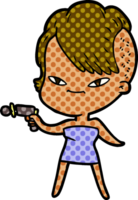 cute cartoon girl with hipster haircut png