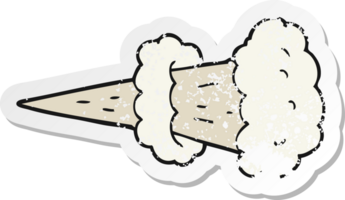 retro distressed sticker of a cartoon smoke explosion png