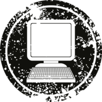 dator ikon cirkulär bedrövad symbol illustration png