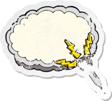 retro distressed sticker of a cartoon microphone and space for text cloud png