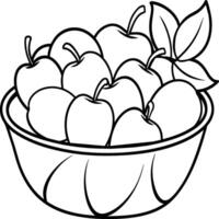 Fruit Basket line art illustration for the coloring book. Fruits coloring page vector