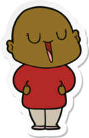 sticker of a happy cartoon bald man png