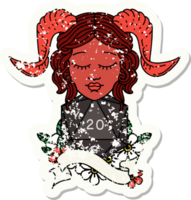 grunge etichetta di un' tiefling personaggio viso png