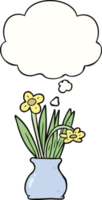 cartoon flower in pot with thought bubble png