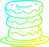 cold gradient line drawing of a cartoon plate of donuts png