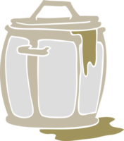 flat color illustration of dirty garbage can png