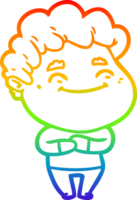 rainbow gradient line drawing of a cartoon friendly man png