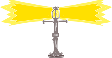 flat color illustration of shining street lamp png