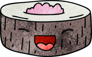 hand drawn quirky cartoon happy sushi png