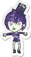 retro distressed sticker of a cartoon halloween vampire girl png